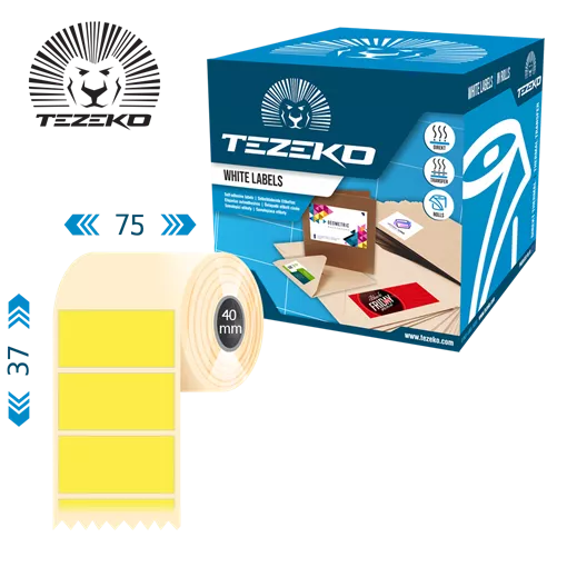75 mm x 37 mm Műanyag Tekercses etikett címke Sárga ( 1000 címke/tekercs )