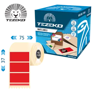 75 mm x 37 mm Papír Tekercses etikett címke Piros ( 1000 címke/tekercs )