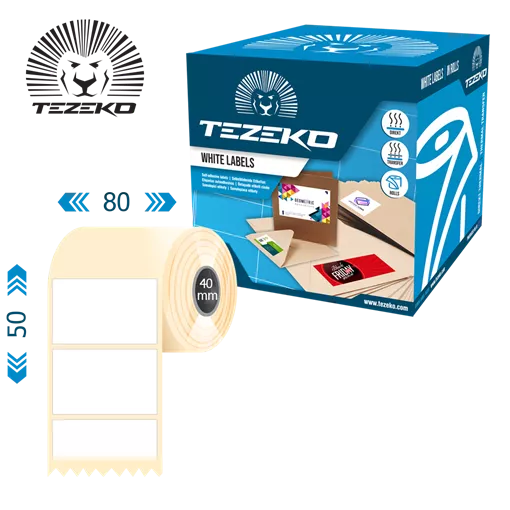 80 mm x 50 mm Papír Tekercses etikett címke Fehér ( 1000 címke/tekercs )