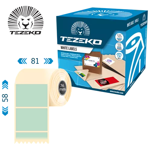 81 mm x 58 mm Papír Tekercses etikett címke Zöld ( 2500 címke/tekercs )