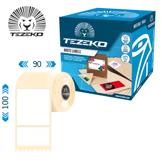 90 mm x 100 mm Papír Tekercses etikett címke Fehér ( 800 címke/tekercs )