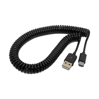 Datalogic USB-C Kábel, Spirál, 2,4 méter, Fekete