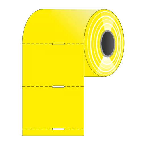 Polccímke 55 * 38 mm-es, perforált, termál, vezérlőlyukkal, sárga színű (1000 db/tekercs)