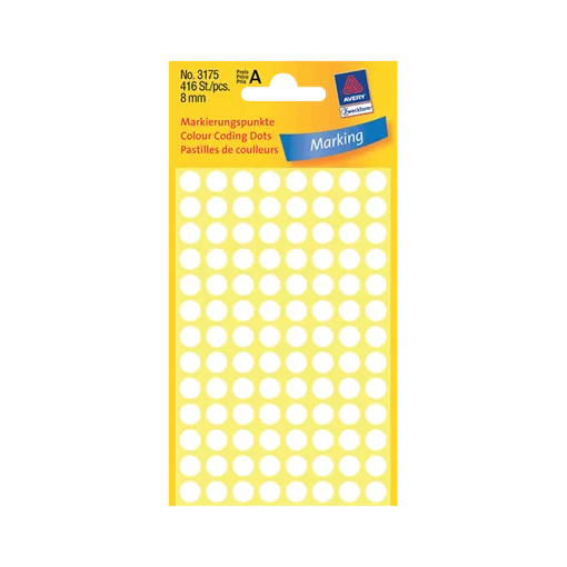 8 mm x 8 mm Papír Íves etikett címke Avery Zweckform Fehér ( 4 ív/doboz )