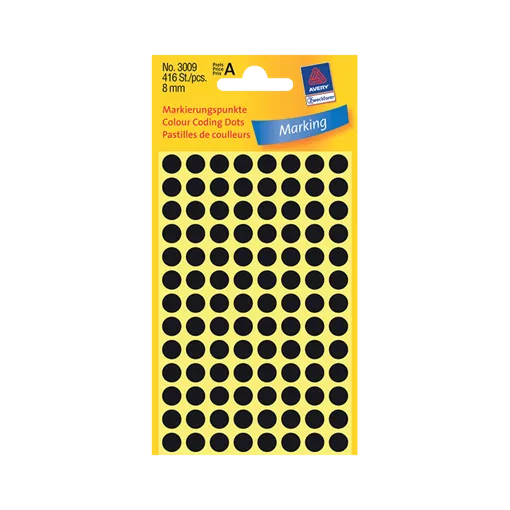 8 mm x 8 mm Papír Íves etikett címke Avery Zweckform Fekete ( 4 ív/doboz )