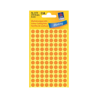 8 mm x 8 mm Papír Íves etikett címke Avery Zweckform Neonnarancs ( 4 ív/doboz )