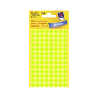 8 mm x 8 mm Papír Íves etikett címke Avery Zweckform Neon zöld ( 4 ív/doboz )