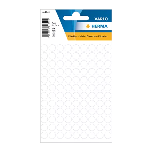 8 mm x 8 mm Papír Íves etikett címke Herma Fehér ( 5 ív/doboz )