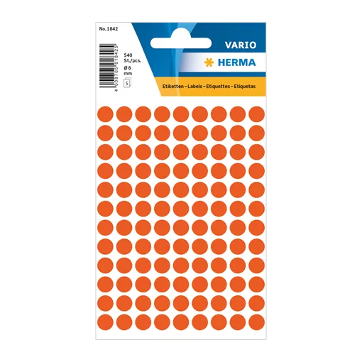 8 mm x 8 mm Papír Íves etikett címke Herma Piros ( 5 ív/doboz )