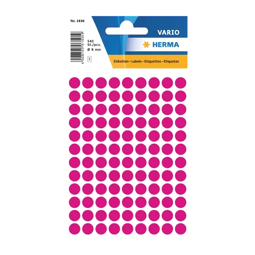 8 mm x 8 mm Papír Íves etikett címke Herma Rózsaszín ( 5 ív/doboz )