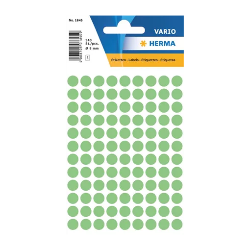 8 mm x 8 mm Papír Íves etikett címke Herma Világoszöld ( 5 ív/doboz )