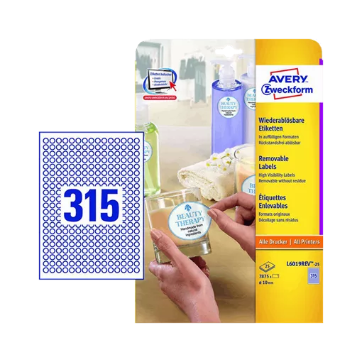 10 mm x 10 mm Papír Íves etikett címke Avery Zweckform Fehér ( 25 ív/doboz )