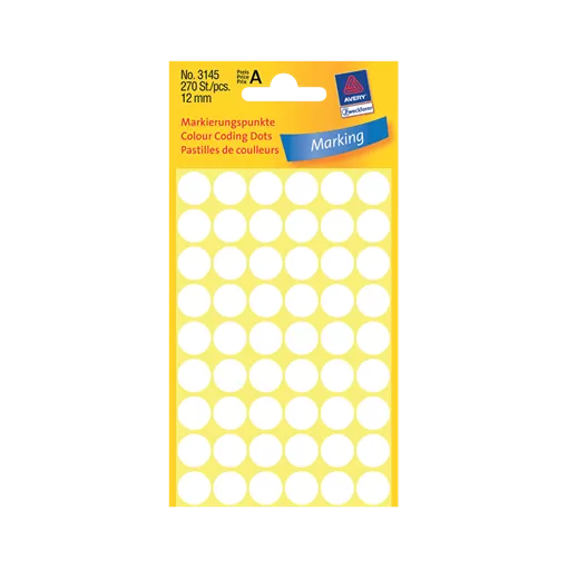 12 mm x 12 mm Papír Íves etikett címke Avery Zweckform Fehér ( 5 ív/doboz )