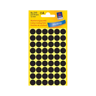 12 mm x 12 mm Papír Íves etikett címke Avery Zweckform Fekete ( 5 ív/doboz )