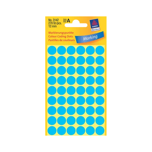 12 mm x 12 mm Papír Íves etikett címke Avery Zweckform Kék ( 5 ív/doboz )