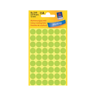 12 mm x 12 mm Papír Íves etikett címke Avery Zweckform Neon zöld ( 5 ív/doboz )