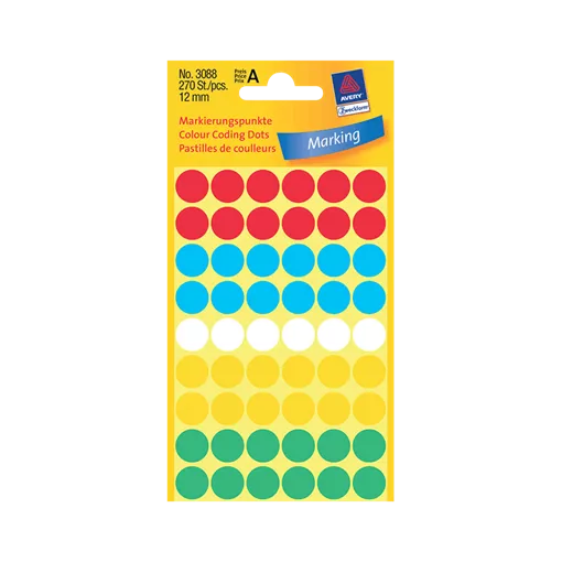 12 mm x 12 mm Papír Íves etikett címke Avery Zweckform Vegyes ( 5 ív/doboz )