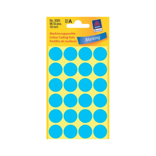 18 mm x 18 mm Papír Íves etikett címke Avery Zweckform Kék ( 4 ív/doboz )
