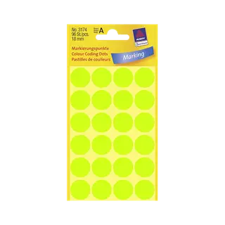 18 mm x 18 mm Papír Íves etikett címke Avery Zweckform Neon zöld ( 4 ív/doboz )