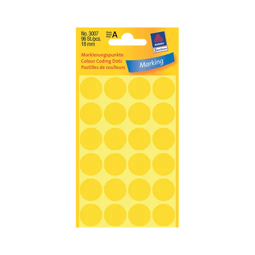 18 mm x 18 mm Papír Íves etikett címke Avery Zweckform Sárga ( 4 ív/doboz )