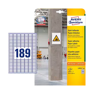 25.4 mm x 10 mm Papír Íves etikett címke Avery Zweckform Fehér ( 20 ív/doboz )