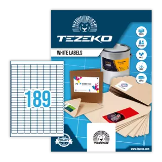 25.4 mm x 10 mm Papír Íves etikett címke Tezeko Fehér ( 100 ív/doboz )