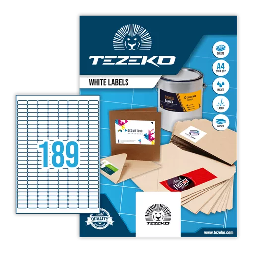 25.4 mm x 10 mm Papír Íves etikett címke Tezeko Fehér ( 100 ív/doboz )
