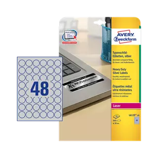 30 mm x 30 mm Műanyag Íves etikett címke Avery Zweckform Ezüst ( 20 ív/doboz )