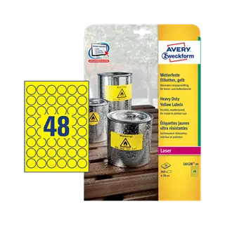 30 mm x 30 mm Műanyag Íves etikett címke Avery Zweckform Sárga ( 20 ív/doboz )
