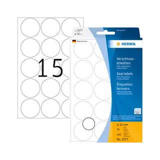 32 mm x 32 mm Műanyag Íves etikett címke Herma Átlátszó (víztiszta) ( 16 ív/doboz )