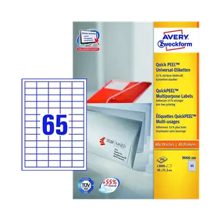 38 mm x 21.2 mm Papír Íves etikett címke Avery Zweckform Fehér ( 200 ív/doboz )