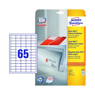 38 mm x 21.2 mm Papír Íves etikett címke Avery Zweckform Fehér ( 25 ív/doboz )