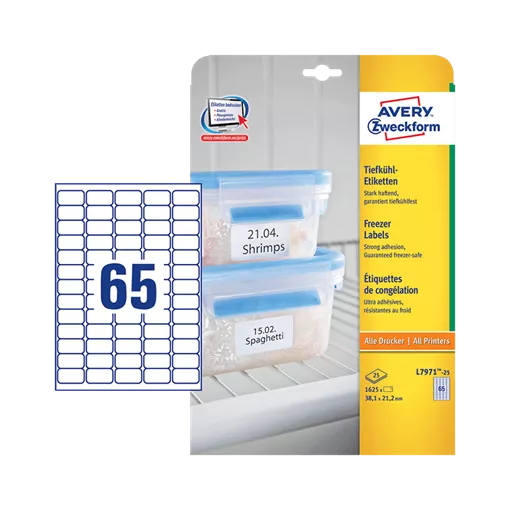 38.1 mm x 21.2 mm Papír Íves etikett címke Avery Zweckform Fehér ( 25 ív/doboz )
