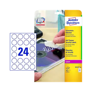 40 mm x 40 mm Műanyag Íves etikett címke Avery Zweckform Fehér ( 20 ív/doboz )