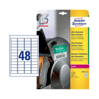 45.7 mm x 21.2 mm Műanyag Íves etikett címke Avery Zweckform Fehér ( 10 ív/doboz )