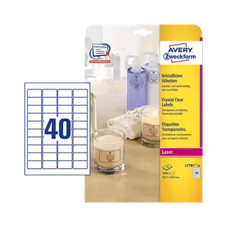 45.7 mm x 25.4 mm Műanyag Íves etikett címke Avery Zweckform Átlátszó (víztiszta) ( 25 ív/doboz )