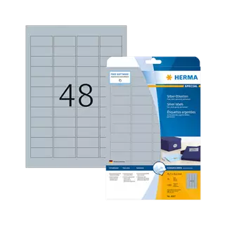 45.7 mm x 21.2 mm Műanyag Íves etikett címke Herma Ezüst ( 25 ív/doboz )