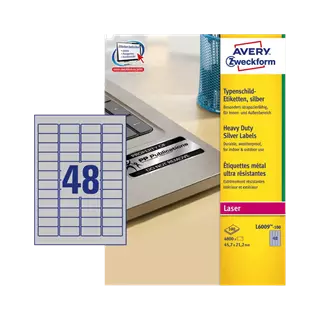 45.7 mm x 21.2 mm Műanyag Íves etikett címke Avery Zweckform Ezüst ( 100 ív/doboz )