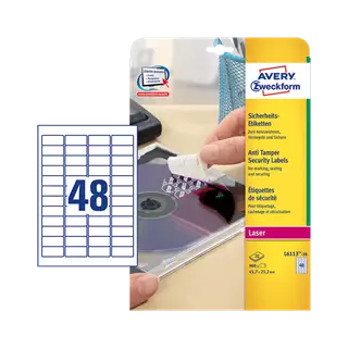 45.7 mm x 21.2 mm Műanyag Íves etikett címke Avery Zweckform Fehér ( 20 ív/doboz )
