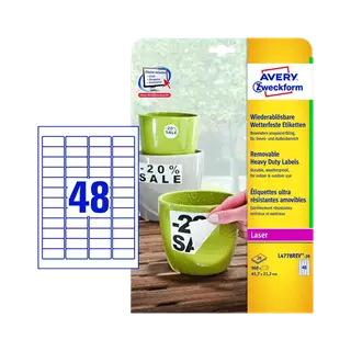 45.7 mm x 21.2 mm Műanyag Íves etikett címke Avery Zweckform Fehér ( 20 ív/doboz )
