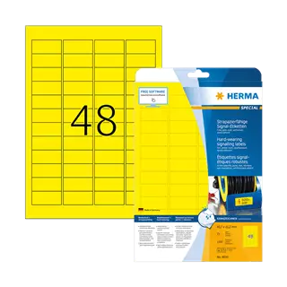 45.7 mm x 21.2 mm Műanyag Íves etikett címke Herma Sárga ( 25 ív/doboz )