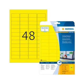 45.7 mm x 21.2 mm Papír Íves etikett címke Herma Sárga ( 20 ív/doboz )