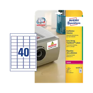 45.7 mm x 25.4 mm Műanyag Íves etikett címke Avery Zweckform Fehér ( 20 ív/doboz )