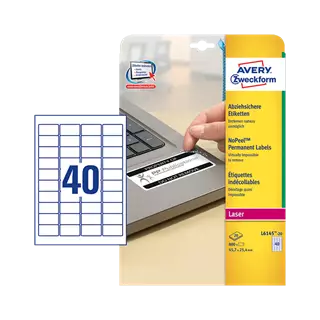 45.7 mm x 25.4 mm Műanyag Íves etikett címke Avery Zweckform Fehér ( 20 ív/doboz )