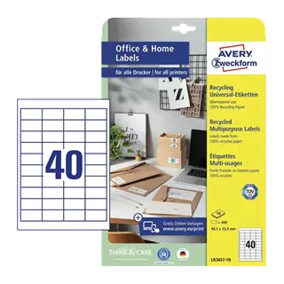 48.5 mm x 25.4 mm Papír Íves etikett címke Avery Zweckform Fehér ( 10 ív/doboz )