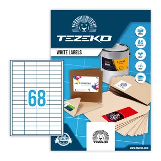 48.5 mm x 16.9 mm Papír Íves etikett címke Tezeko Fehér ( 100 ív/doboz )