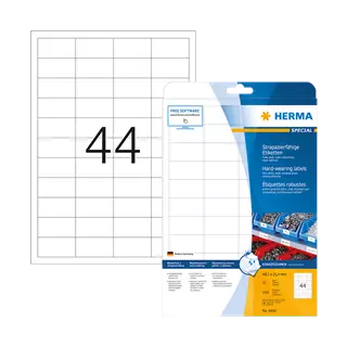48.3 mm x 25.4 mm Műanyag Íves etikett címke Herma Fehér ( 25 ív/doboz )