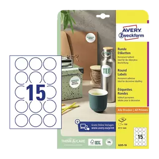 51 mm x 51 mm Papír Íves etikett címke Avery Zweckform Fehér ( 10 ív/doboz )
