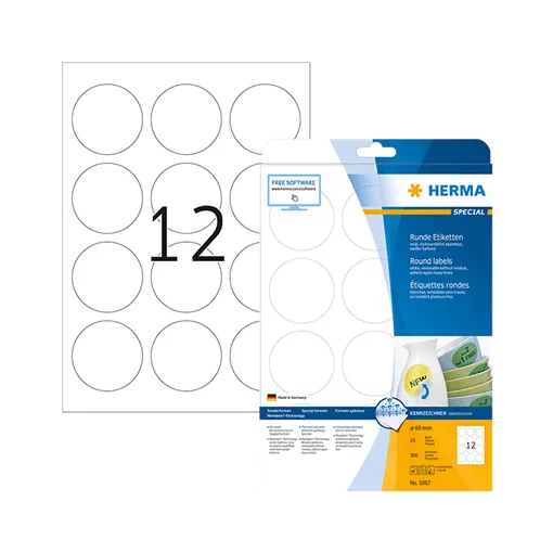 60 mm x 60 mm Papír Íves etikett címke Herma Fehér ( 25 ív/doboz )