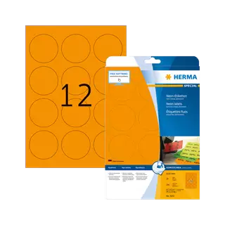 60 mm x 60 mm Papír Íves etikett címke Herma Neonnarancs ( 20 ív/doboz )